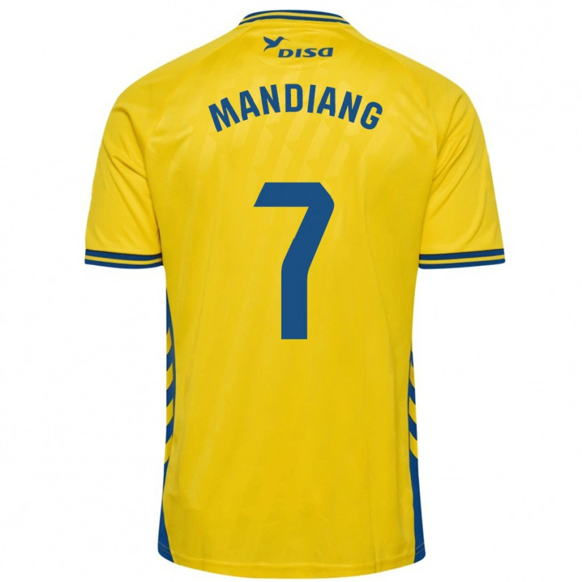 Danxen Homme Maillot Saliou Mandiang #7 Jaune Bleu Tenues Domicile 2025/26 T-Shirt