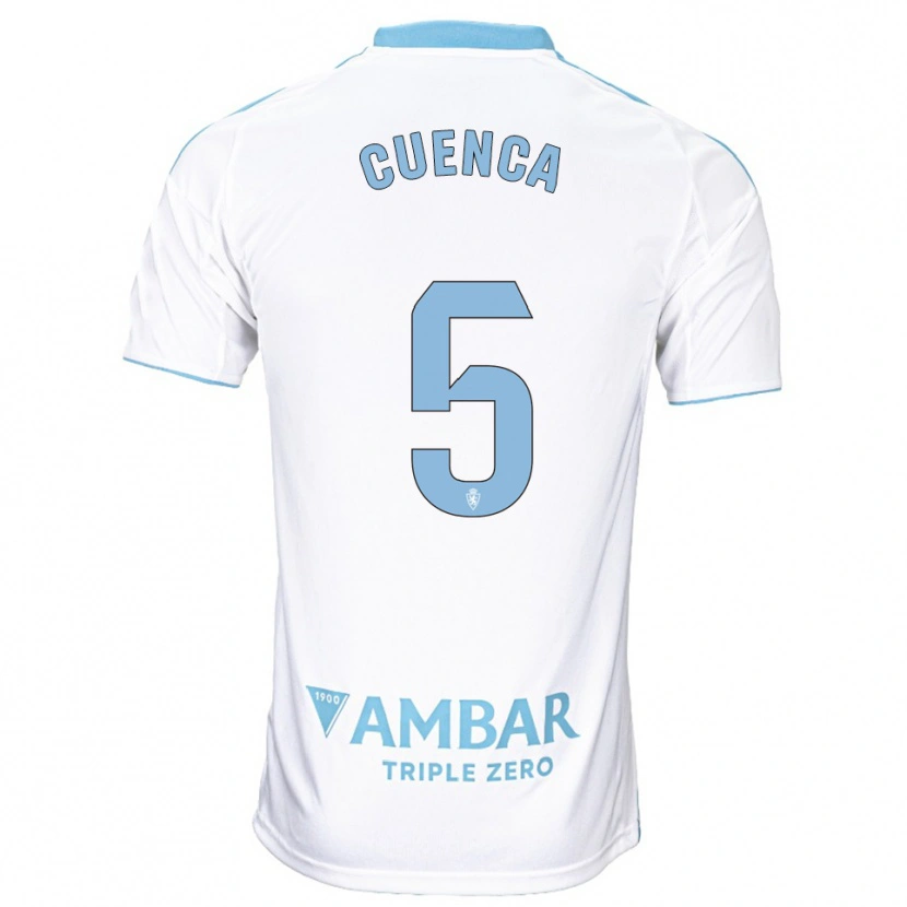 Danxen Homme Maillot Marcos Cuenca #5 Blanc Bleu Ciel Tenues Domicile 2025/26 T-Shirt