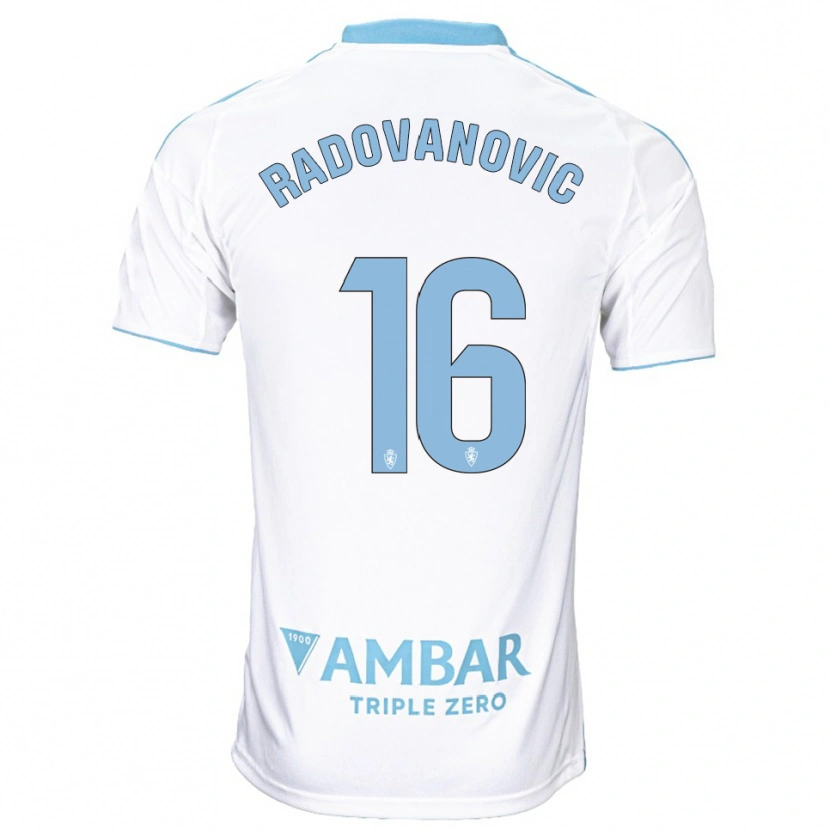 Danxen Homme Maillot Aleksandar Radovanovic #16 Blanc Bleu Ciel Tenues Domicile 2025/26 T-Shirt