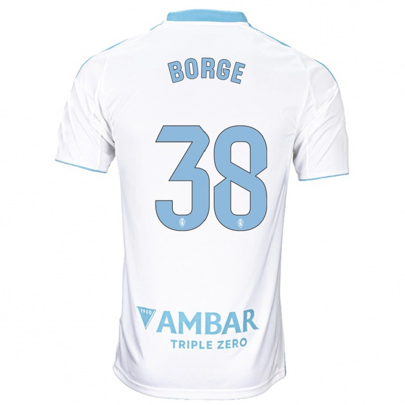 Danxen Homme Maillot Andrés Borge #38 Blanc Bleu Ciel Tenues Domicile 2025/26 T-Shirt
