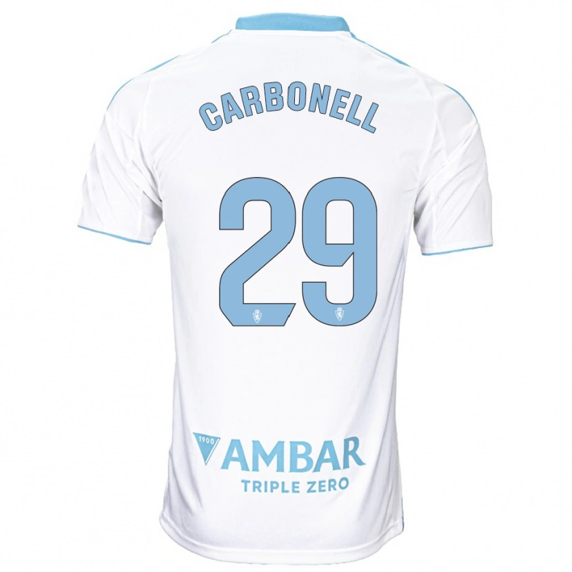 Danxen Homme Maillot Luis Carbonell #29 Blanc Bleu Ciel Tenues Domicile 2025/26 T-Shirt