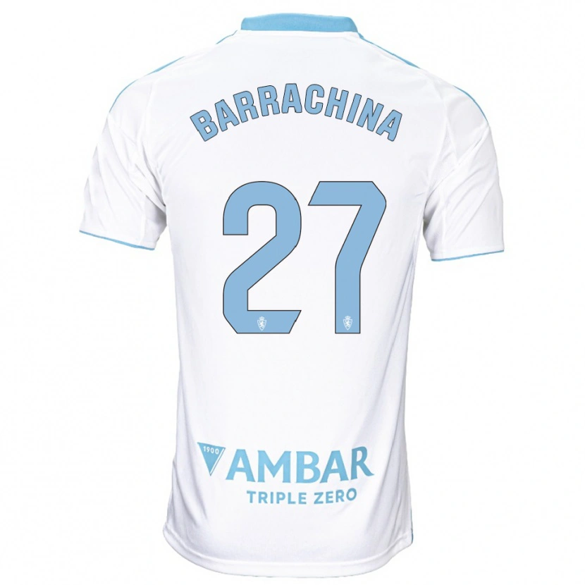 Danxen Homme Maillot Hugo Barrachina #27 Blanc Bleu Ciel Tenues Domicile 2025/26 T-Shirt