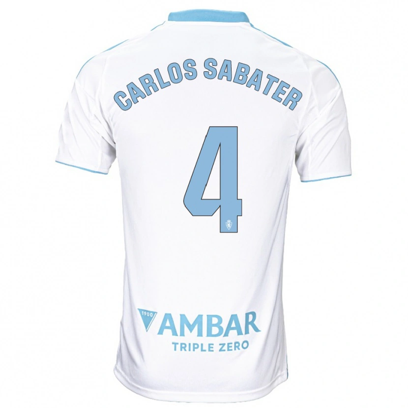 Danxen Homme Maillot Juan Carlos Sabater #4 Blanc Bleu Ciel Tenues Domicile 2025/26 T-Shirt