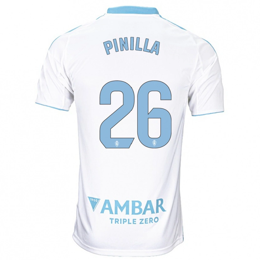 Danxen Homme Maillot Hugo Pinilla #26 Blanc Bleu Ciel Tenues Domicile 2025/26 T-Shirt
