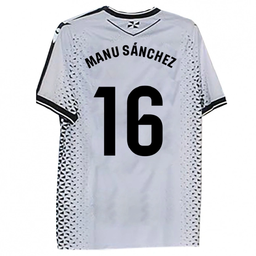 Danxen Homme Maillot Manu Sánchez #16 Blanc Noir Tenues Domicile 2025/26 T-Shirt