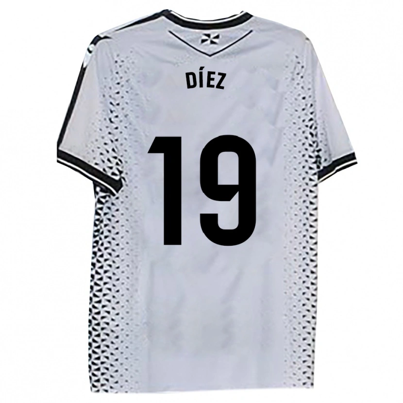 Danxen Homme Maillot Rubén Díez #19 Blanc Noir Tenues Domicile 2025/26 T-Shirt