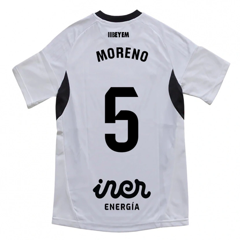 Danxen Homme Maillot Javi Moreno #5 Blanc Violet Tenues Domicile 2025/26 T-Shirt