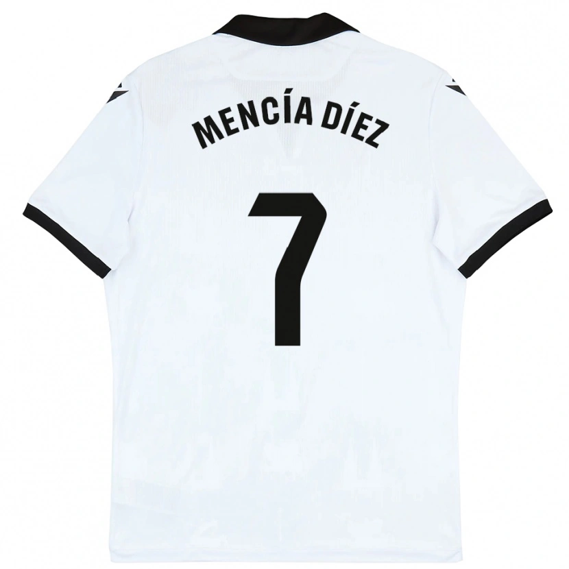 Danxen Homme Maillot Mencía Díez #7 Blanc Noir Tenues Domicile 2025/26 T-Shirt