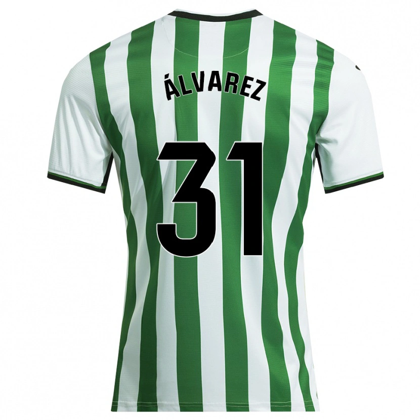 Danxen Homme Maillot Iker Álvarez #31 Blanc Vert Tenues Domicile 2025/26 T-Shirt