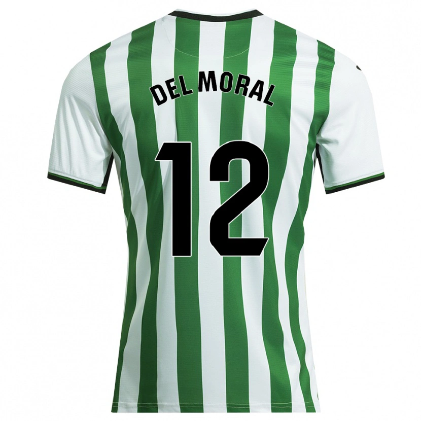 Danxen Homme Maillot Alberto Del Moral #12 Blanc Vert Tenues Domicile 2025/26 T-Shirt