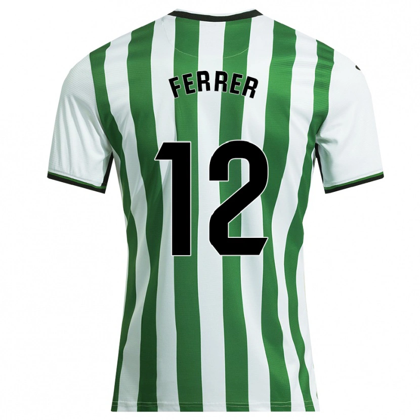 Danxen Homme Maillot Dani Ferrer #12 Blanc Vert Tenues Domicile 2025/26 T-Shirt