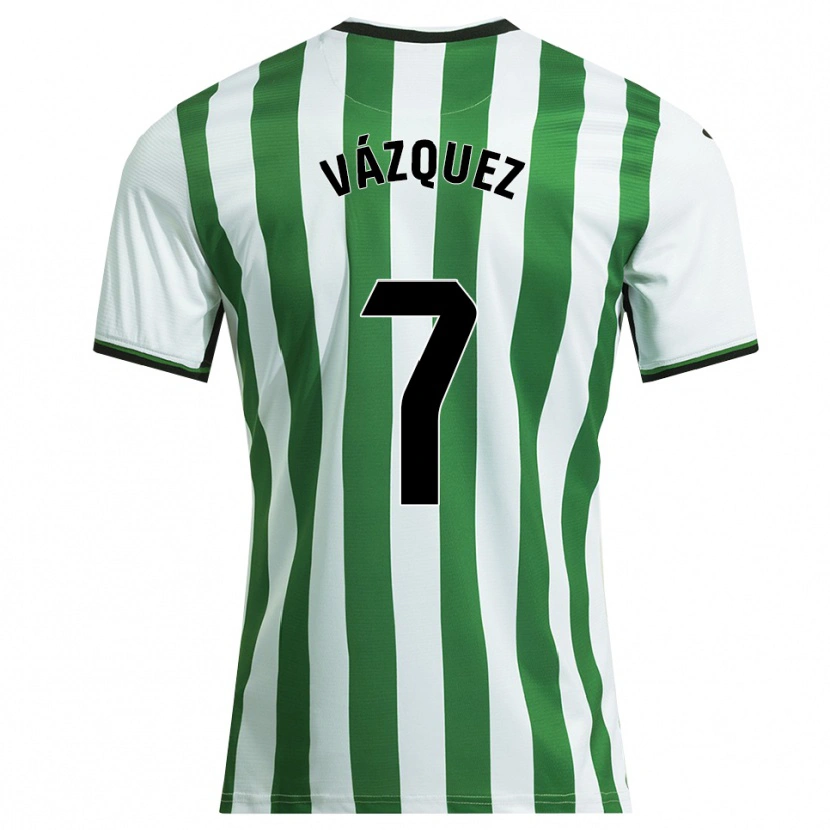 Danxen Homme Maillot Álvaro Vázquez #7 Blanc Vert Tenues Domicile 2025/26 T-Shirt