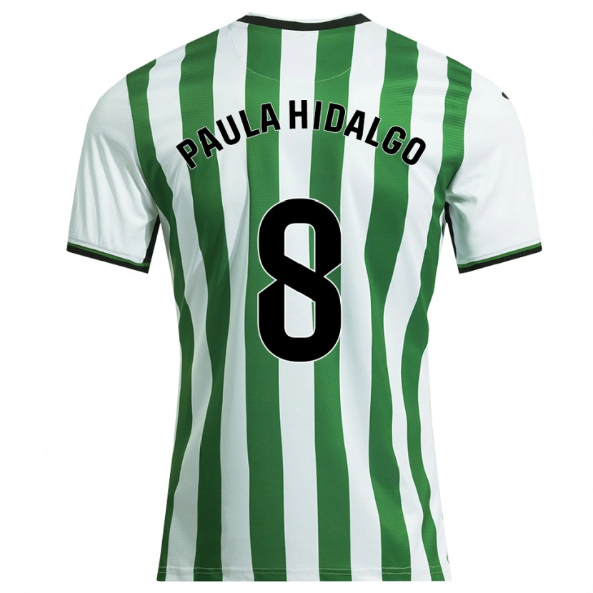 Danxen Homme Maillot Paula Hidalgo Gutiérrez #8 Blanc Vert Tenues Domicile 2025/26 T-Shirt
