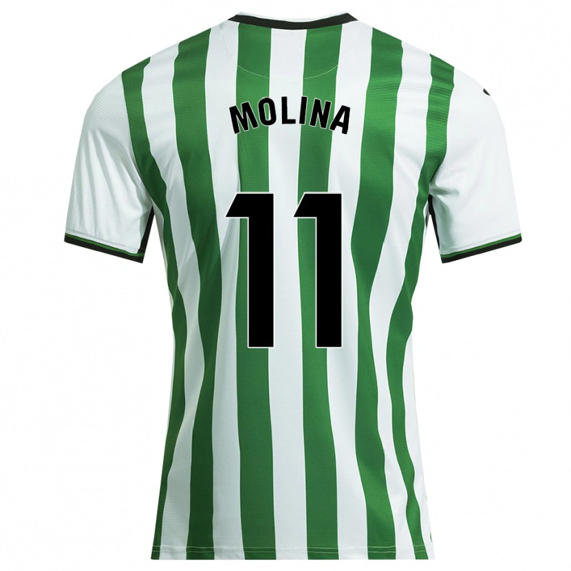 Danxen Homme Maillot Antonio Molina #11 Blanc Vert Tenues Domicile 2025/26 T-Shirt