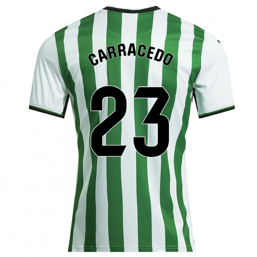 Danxen Homme Maillot Cristian Carracedo #23 Blanc Vert Tenues Domicile 2025/26 T-Shirt