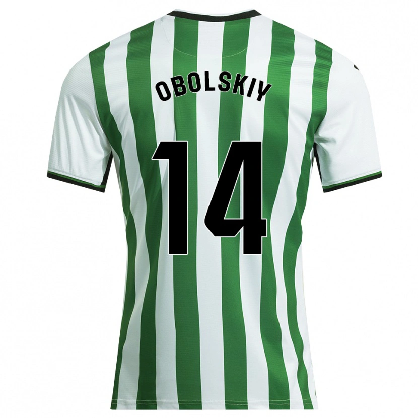 Danxen Homme Maillot Nikolay Obolskiy #14 Blanc Vert Tenues Domicile 2025/26 T-Shirt