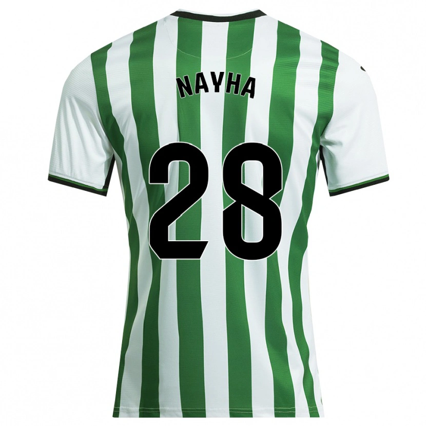 Danxen Homme Maillot Nayha Torrejón Moreno #28 Blanc Vert Tenues Domicile 2025/26 T-Shirt