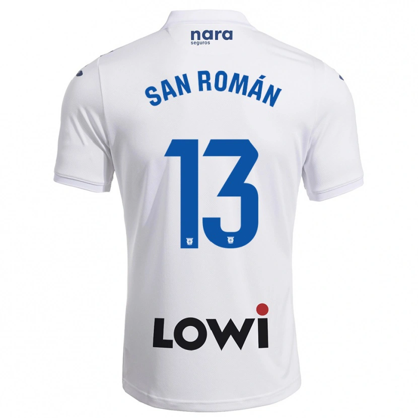 Danxen Homme Maillot Miguel San Román #13 Blanc Marine Tenues Domicile 2025/26 T-Shirt