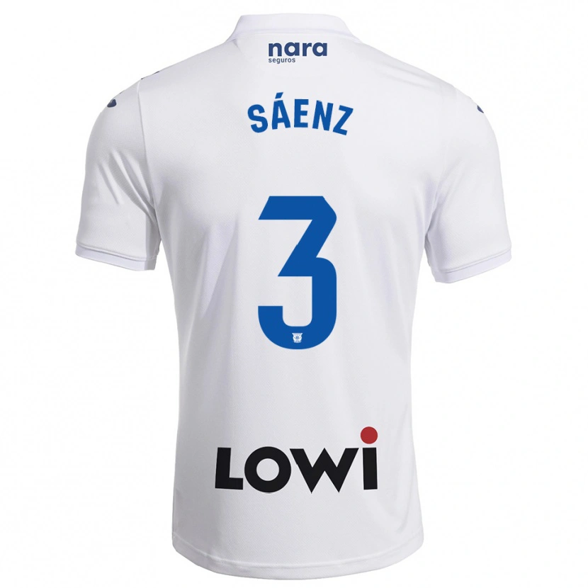 Danxen Homme Maillot Jorge Sáenz #3 Blanc Marine Tenues Domicile 2025/26 T-Shirt