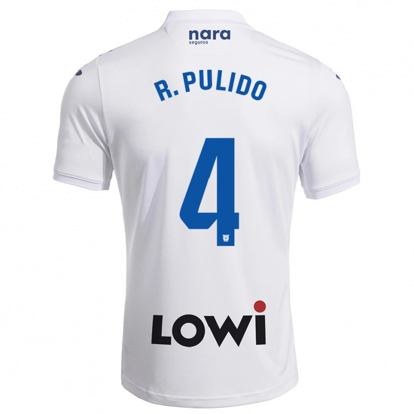 Danxen Homme Maillot Rubén Pulido #4 Blanc Marine Tenues Domicile 2025/26 T-Shirt