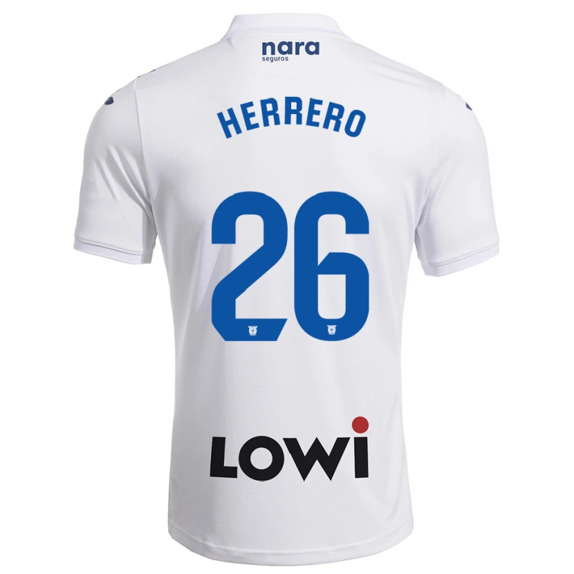 Danxen Homme Maillot Jorge Herrero #26 Blanc Marine Tenues Domicile 2025/26 T-Shirt