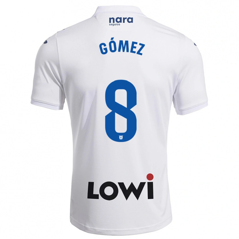 Danxen Homme Maillot Rodri Gómez #8 Blanc Marine Tenues Domicile 2025/26 T-Shirt
