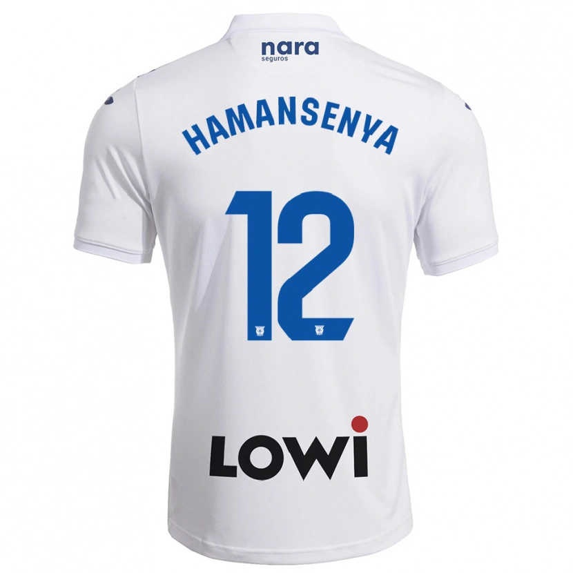 Danxen Homme Maillot David Hamansenya #12 Blanc Marine Tenues Domicile 2025/26 T-Shirt