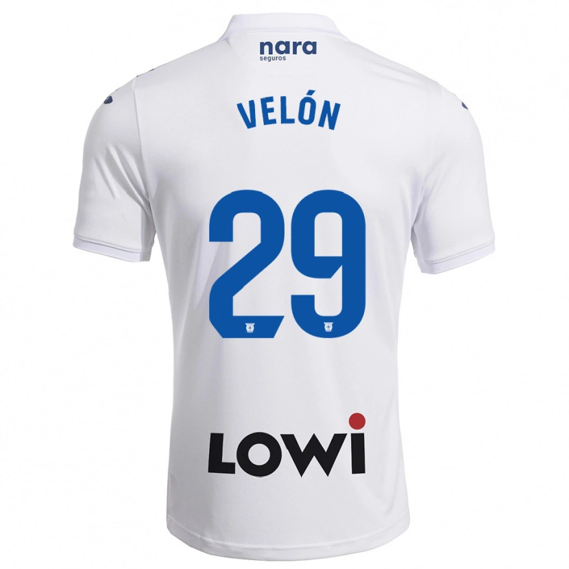 Danxen Homme Maillot Hugo Velón #29 Blanc Marine Tenues Domicile 2025/26 T-Shirt
