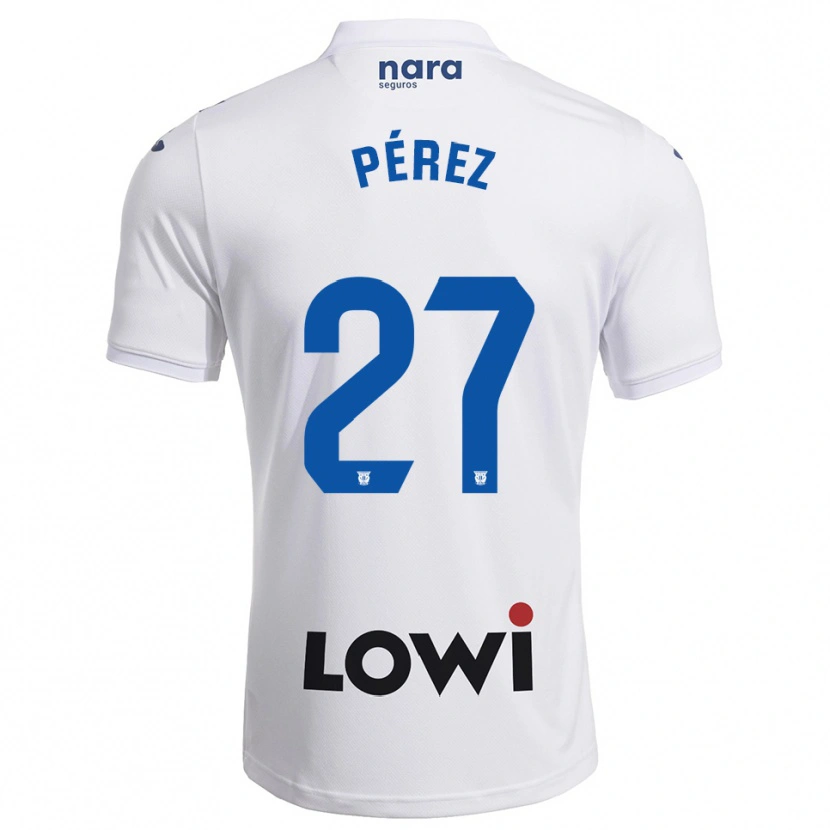 Danxen Homme Maillot Noé Pérez #27 Blanc Marine Tenues Domicile 2025/26 T-Shirt