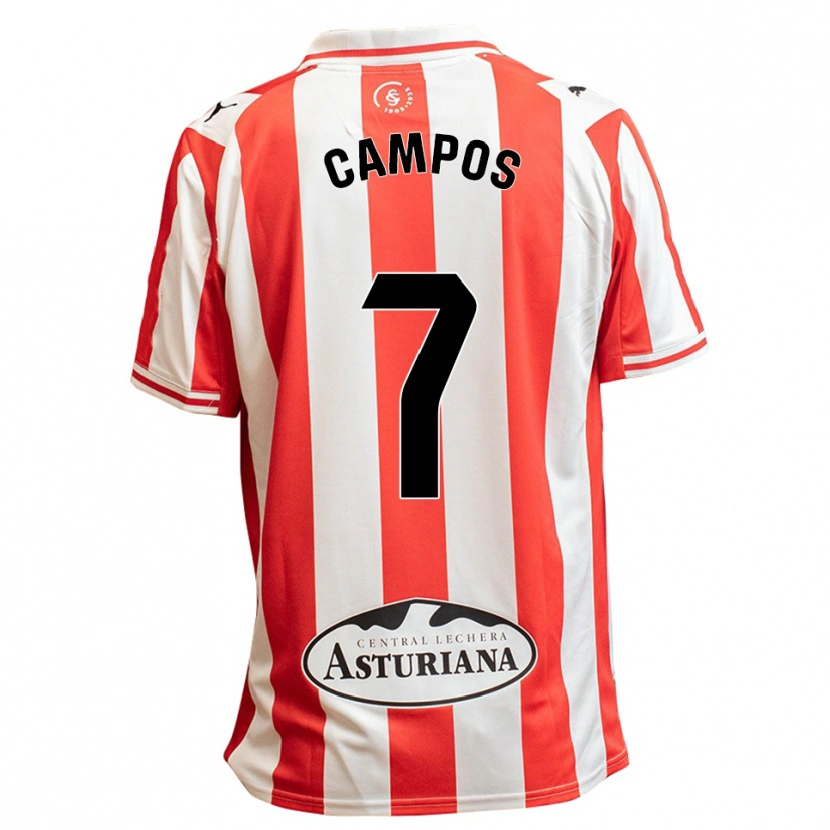 Danxen Homme Maillot Gaspar Campos #7 Blanc Rouge Tenues Domicile 2025/26 T-Shirt