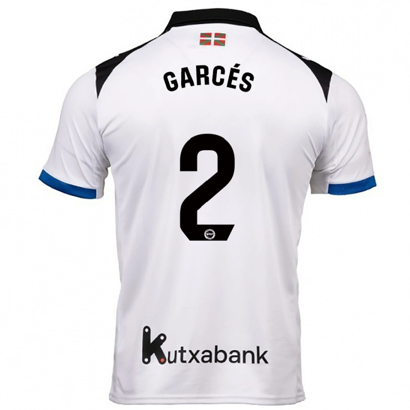 Danxen Homme Maillot Facundo Garcés #2 Blanc Bleu Tenues Extérieur 2025/26 T-Shirt