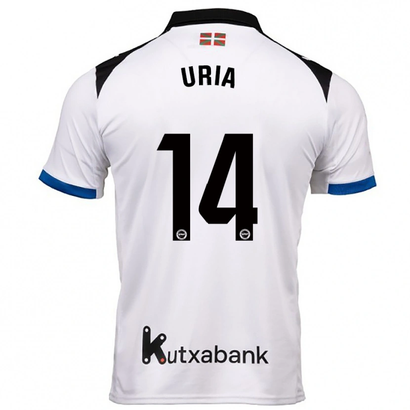 Danxen Homme Maillot Iker Uria #14 Blanc Bleu Tenues Extérieur 2025/26 T-Shirt