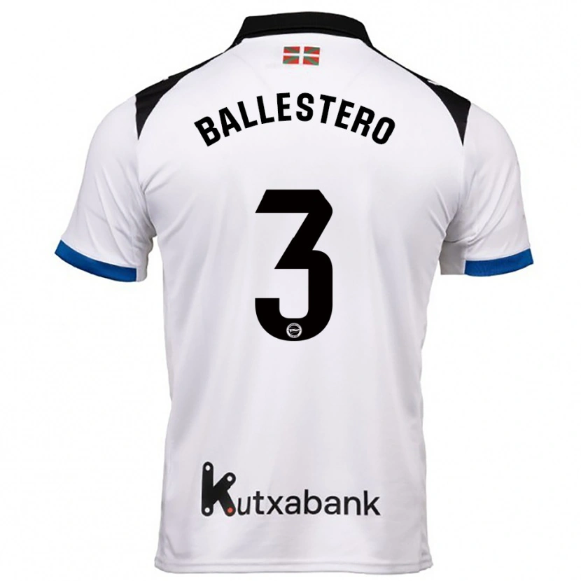 Danxen Homme Maillot Carlos Ballestero #3 Blanc Bleu Tenues Extérieur 2025/26 T-Shirt
