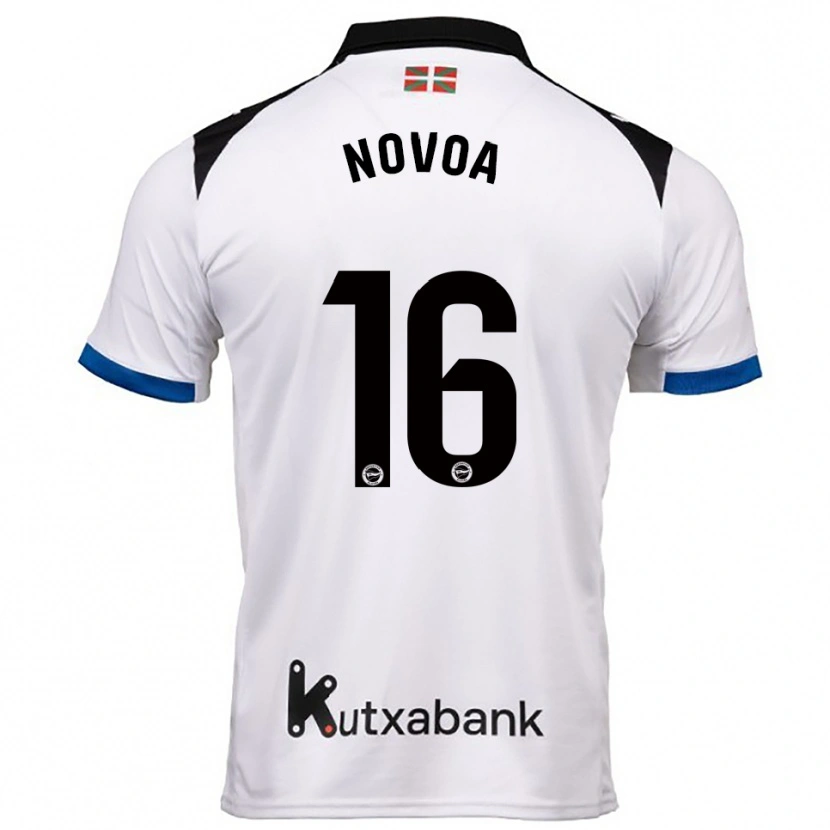Danxen Homme Maillot Hugo Novoa #16 Blanc Bleu Tenues Extérieur 2025/26 T-Shirt