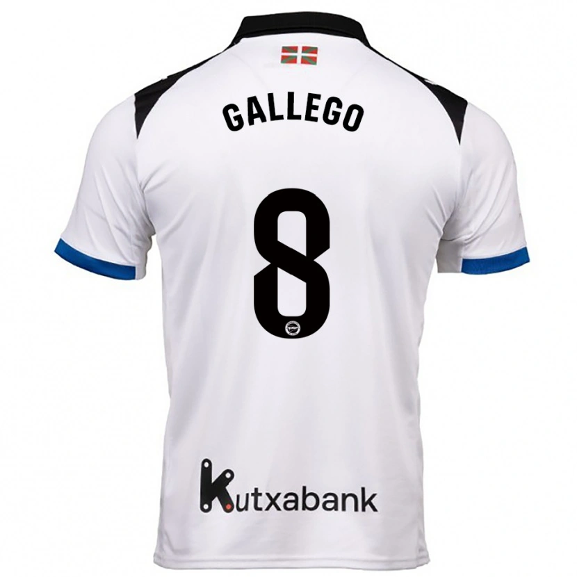 Danxen Homme Maillot Óscar Gallego #8 Blanc Bleu Tenues Extérieur 2025/26 T-Shirt
