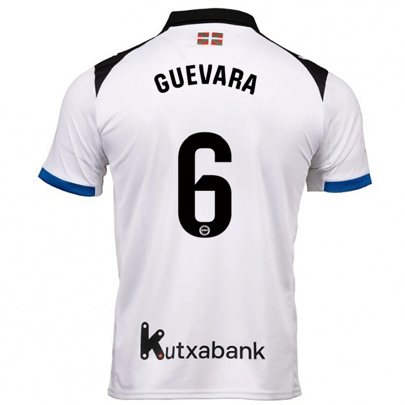 Danxen Homme Maillot Ander Guevara #6 Blanc Bleu Tenues Extérieur 2025/26 T-Shirt