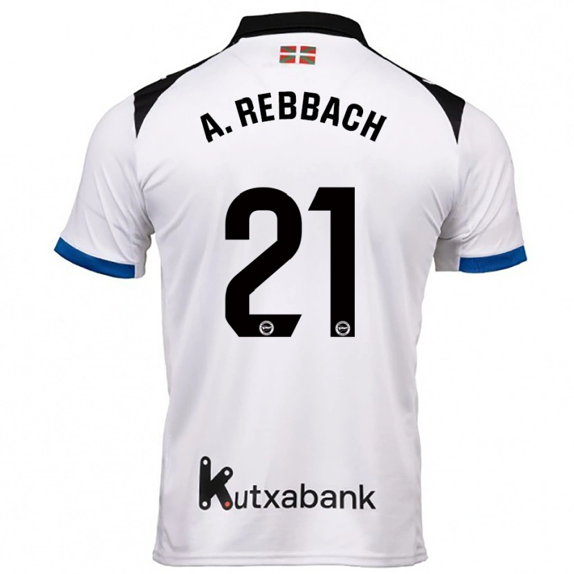 Danxen Homme Maillot Abde Rebbach #21 Blanc Bleu Tenues Extérieur 2025/26 T-Shirt