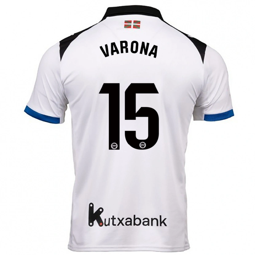 Danxen Homme Maillot Ander Varona #15 Blanc Bleu Tenues Extérieur 2025/26 T-Shirt