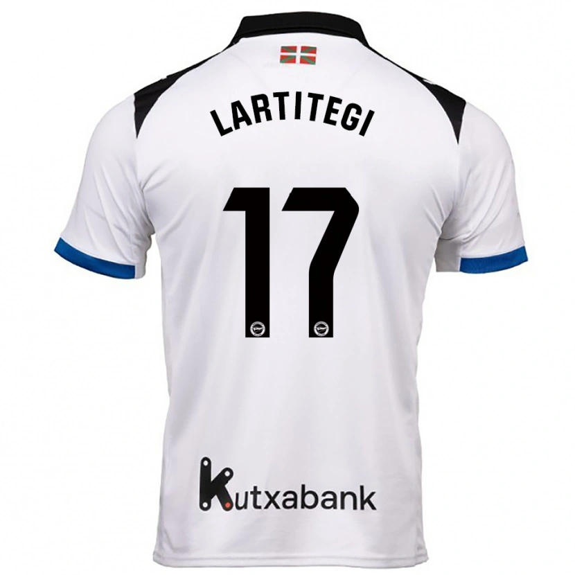 Danxen Homme Maillot Julen Lartitegi #17 Blanc Bleu Tenues Extérieur 2025/26 T-Shirt