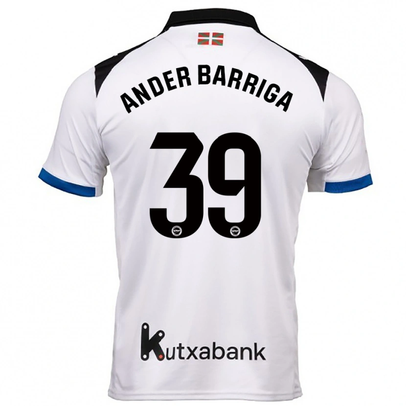 Danxen Homme Maillot Jon Ander Barriga #39 Blanc Bleu Tenues Extérieur 2025/26 T-Shirt