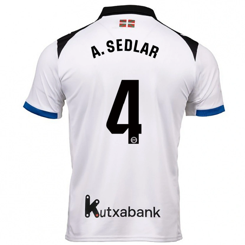 Danxen Homme Maillot Aleksandar Sedlar #4 Blanc Bleu Tenues Extérieur 2025/26 T-Shirt