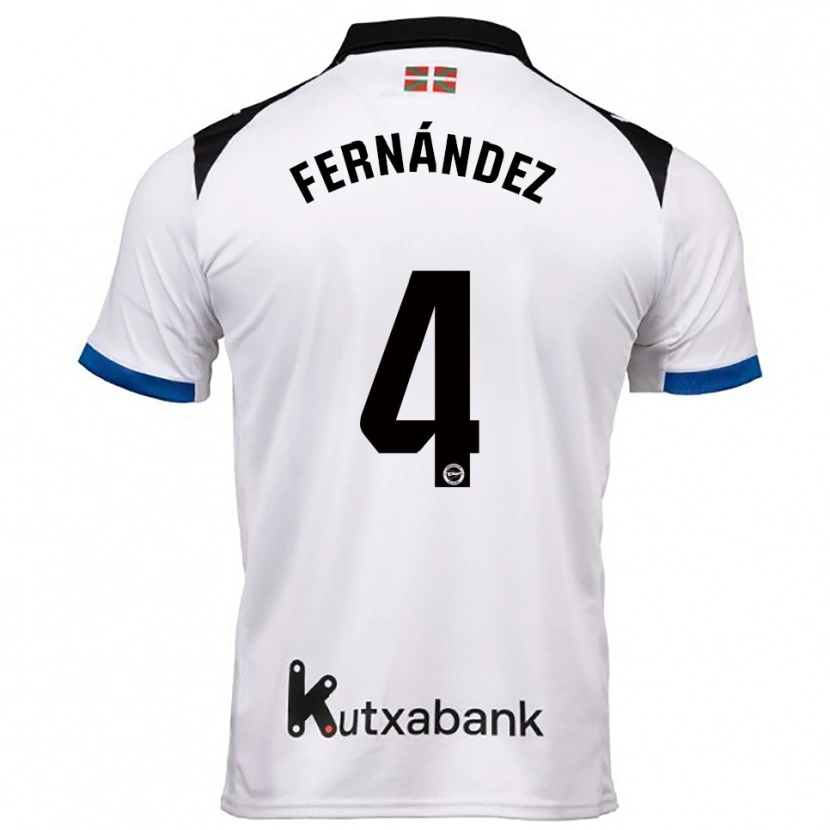 Danxen Homme Maillot Aritz Fernández #4 Blanc Bleu Tenues Extérieur 2025/26 T-Shirt