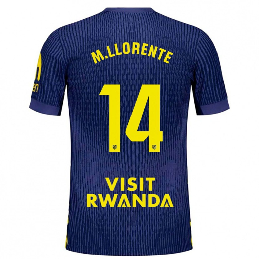 Danxen Homme Maillot Marcos Llorente #14 Marine Jaune Tenues Extérieur 2025/26 T-Shirt