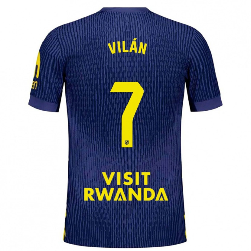 Danxen Homme Maillot David Vilán #7 Marine Jaune Tenues Extérieur 2025/26 T-Shirt