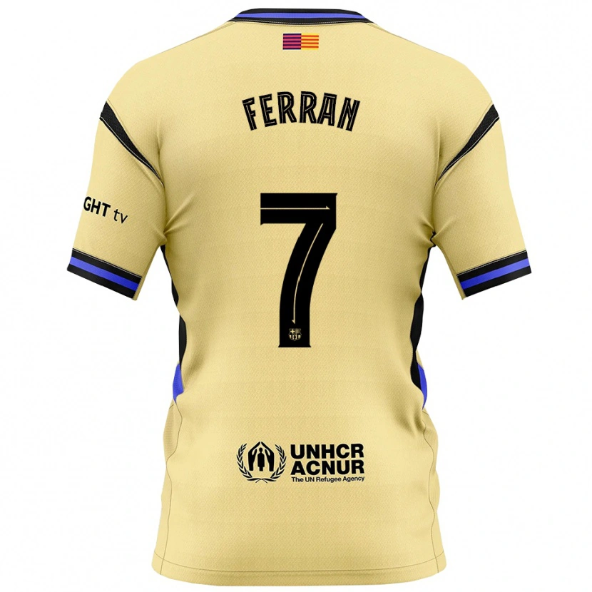 Danxen Homme Maillot Ferran Torres #7 Jaune Noir Tenues Extérieur 2025/26 T-Shirt