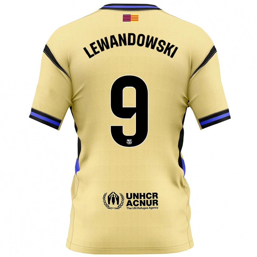 Danxen Homme Maillot Robert Lewandowski #9 Jaune Noir Tenues Extérieur 2025/26 T-Shirt