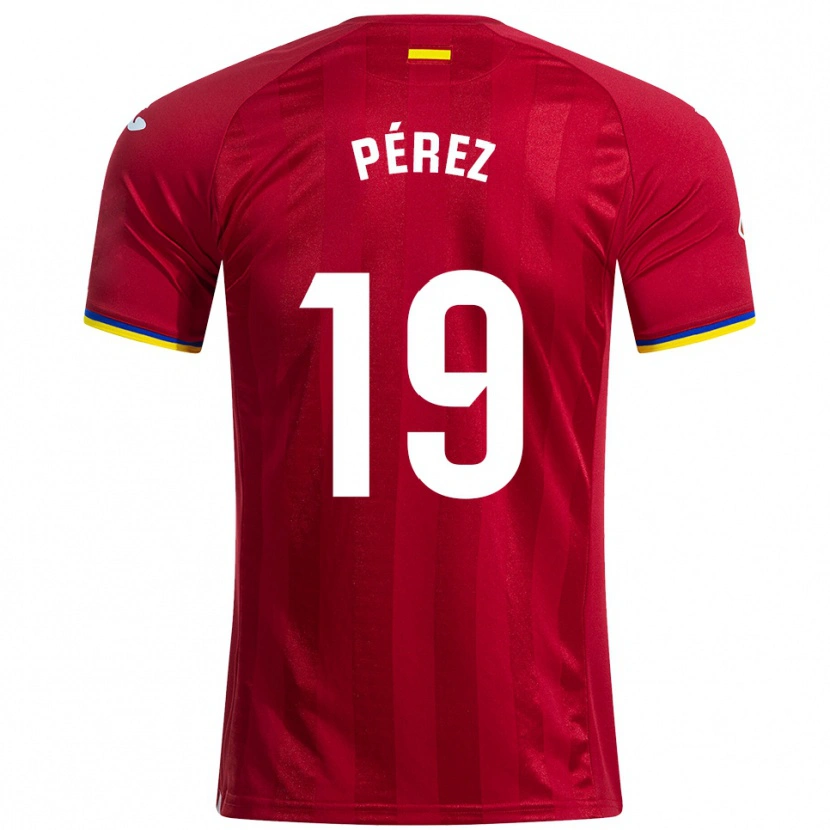 Danxen Homme Maillot Joselu Pérez #19 Rouge Jaune Bleu Tenues Extérieur 2025/26 T-Shirt