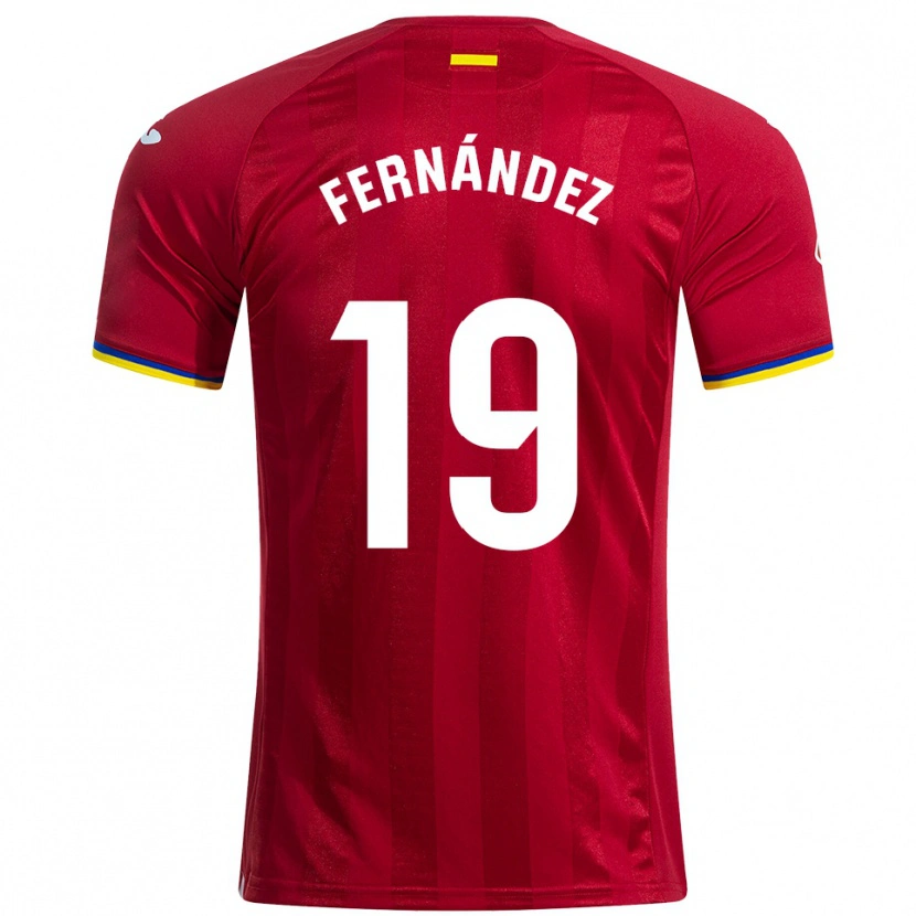 Danxen Homme Maillot Ismael Fernández #19 Rouge Jaune Bleu Tenues Extérieur 2025/26 T-Shirt