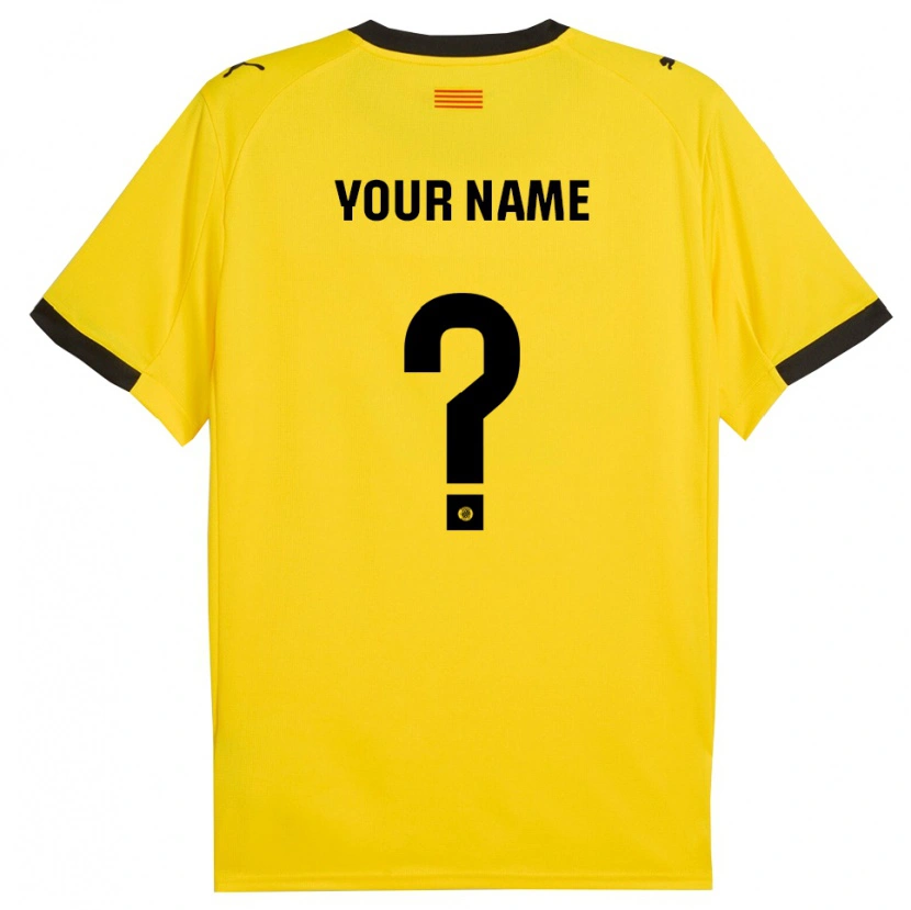 Danxen Homme Maillot Votre Nom #0 Jaune Noir Tenues Extérieur 2025/26 T-Shirt
