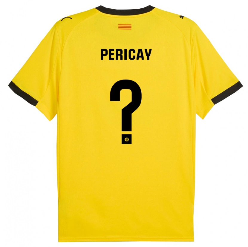 Danxen Homme Maillot Sergi Pericay #0 Jaune Noir Tenues Extérieur 2025/26 T-Shirt
